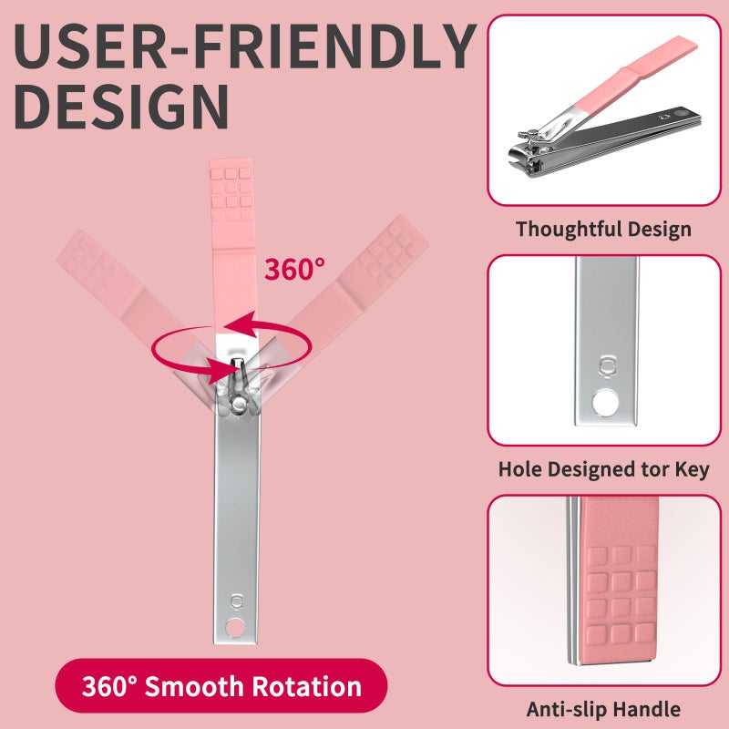 ZIZZON Travel Mini Manicure Set Nail Clipper Set 10 in 1 Stainless Steel Pedicure Care Grooming kit with Case Pink - Image 4